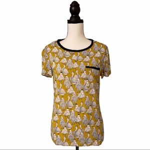 Maeve by Anthropologie Bird Printmaker Top